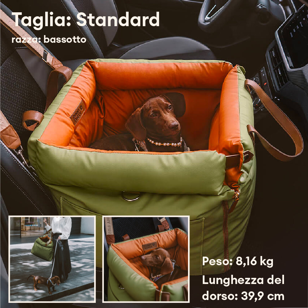 Seggiolino Auto Rialzato Deluxe per Cani in Ecopelle - Urban Voyager