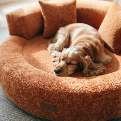 Letto per Cani Ortopedico a Ciambella in Velluto Diamante Luxe con Cuscino – DreamNest