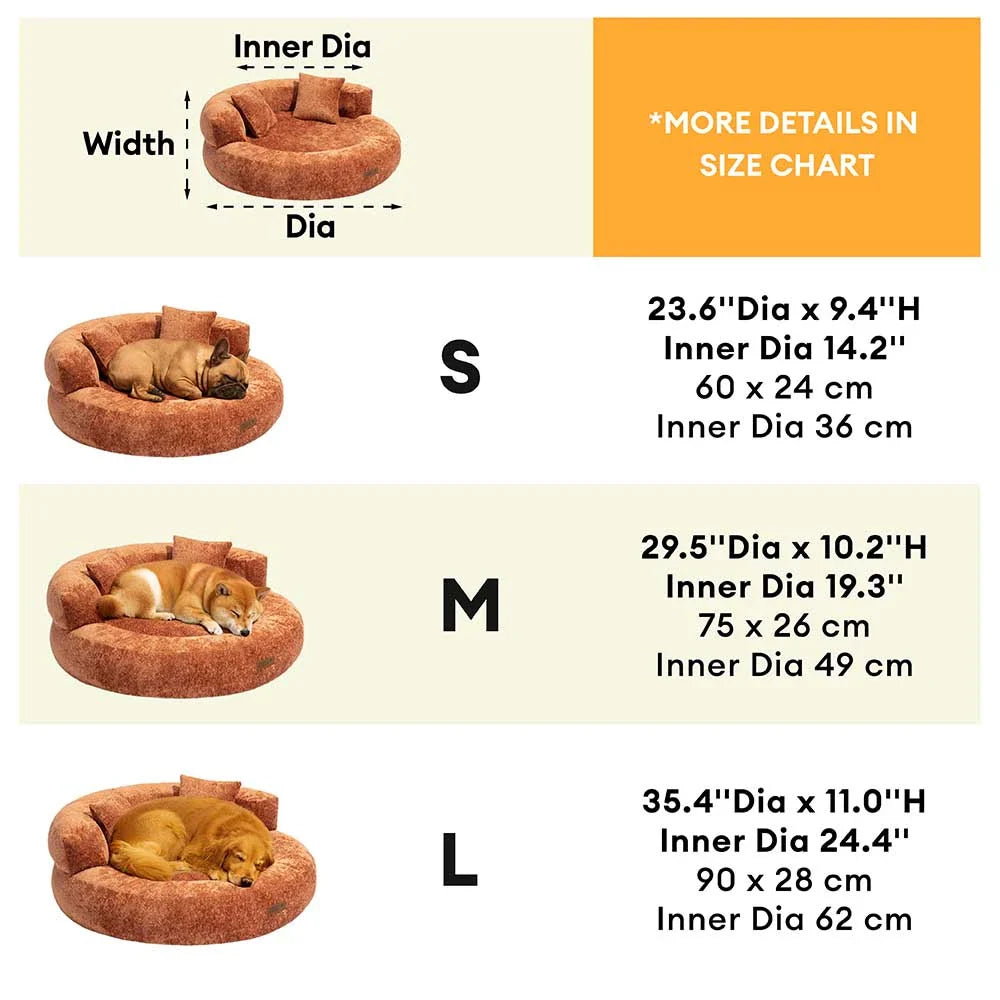 Letto per Cani Ortopedico a Ciambella in Velluto Diamante Luxe con Cuscino – DreamNest