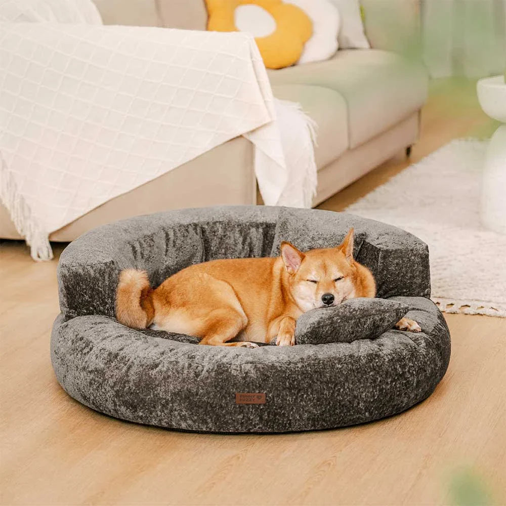 Letto per Cani Ortopedico a Ciambella in Velluto Diamante Luxe con Cuscino – DreamNest