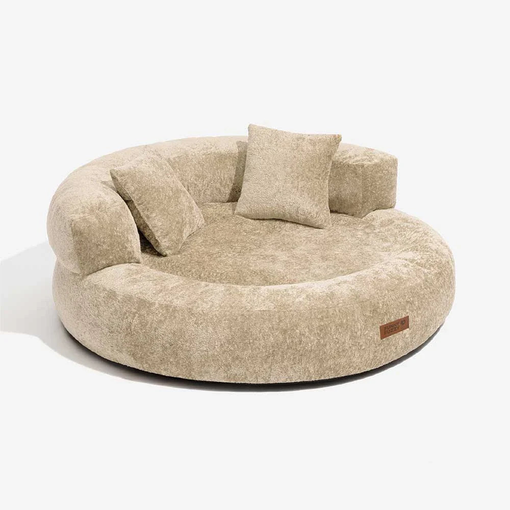 Letto per Cani Ortopedico a Ciambella in Velluto Diamante Luxe con Cuscino – DreamNest