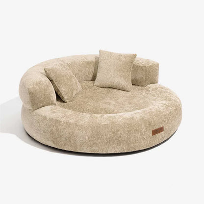 Letto per Cani Ortopedico a Ciambella in Velluto Diamante Luxe con Cuscino – DreamNest