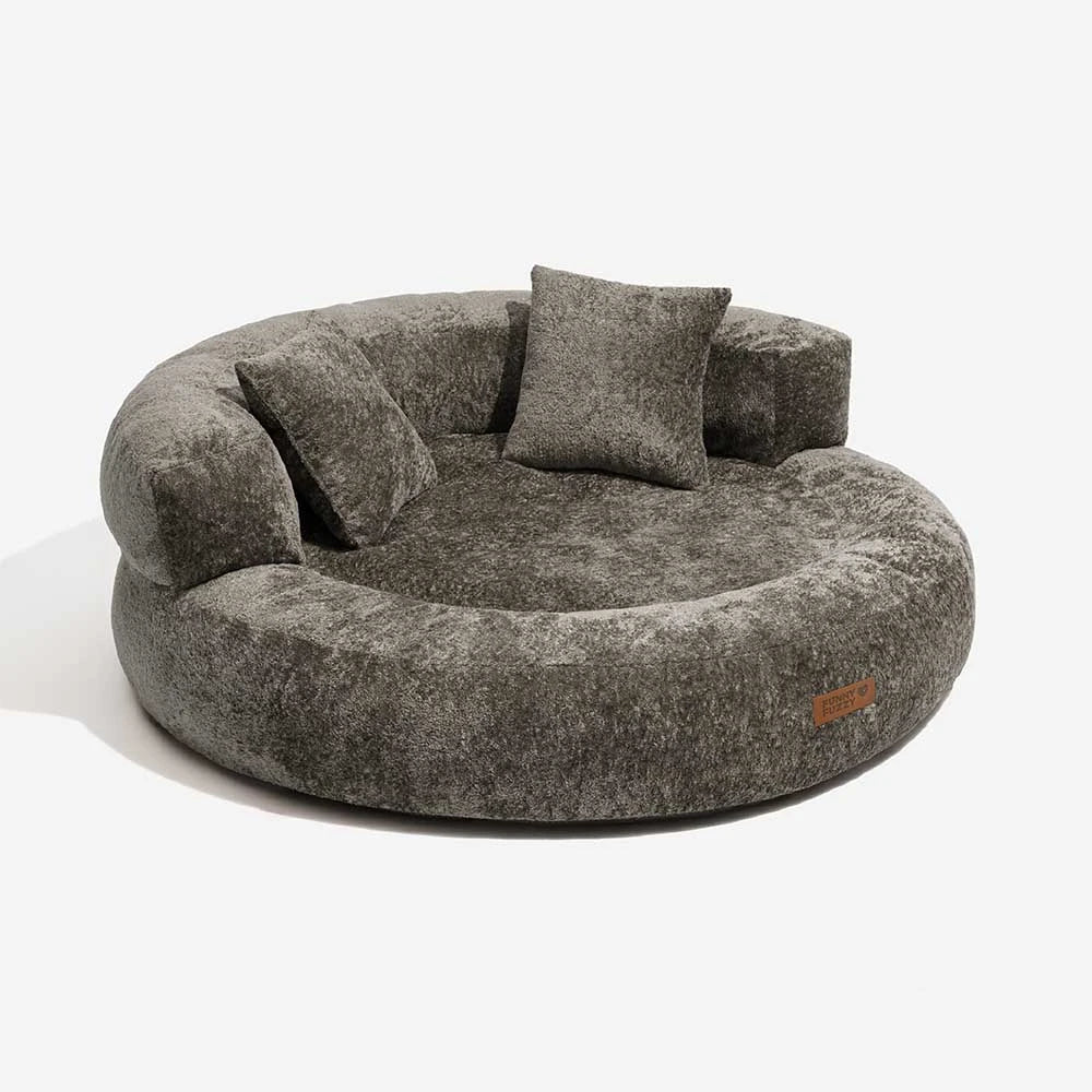 Letto per Cani Ortopedico a Ciambella in Velluto Diamante Luxe con Cuscino – DreamNest