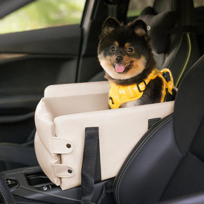 Seggiolino auto per animali domestici in pelle sintetica impermeabile per console centrale da viaggio portatile