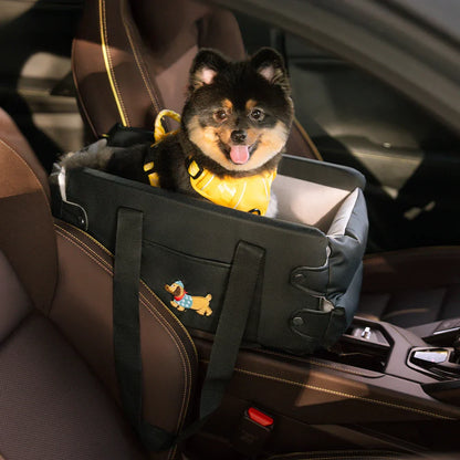 Seggiolino auto per animali domestici in pelle sintetica impermeabile per console centrale da viaggio portatile