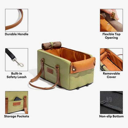 Seggiolino e trasportino per animali domestici in finta pelle di lusso con centro di sicurezza - Urban Voyager