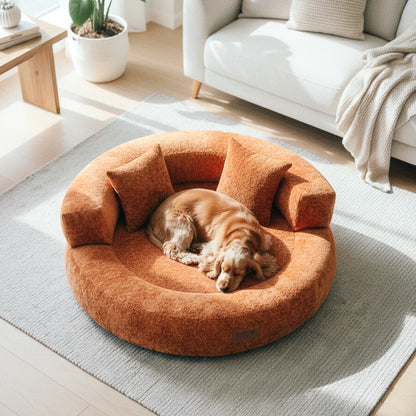 Letto per Cani Ortopedico a Ciambella in Velluto Diamante Luxe con Cuscino – DreamNest