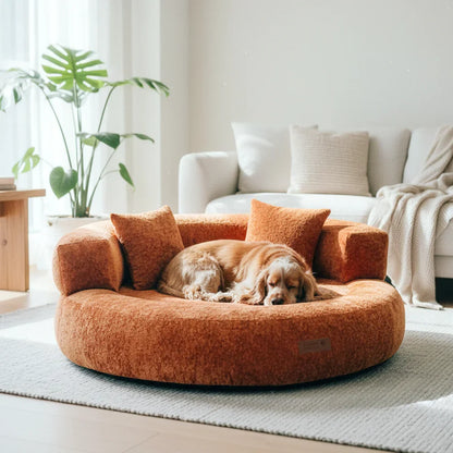 Letto per Cani Ortopedico a Ciambella in Velluto Diamante Luxe con Cuscino – DreamNest