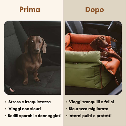 Seggiolino Auto Rialzato Deluxe per Cani in Ecopelle - Urban Voyager