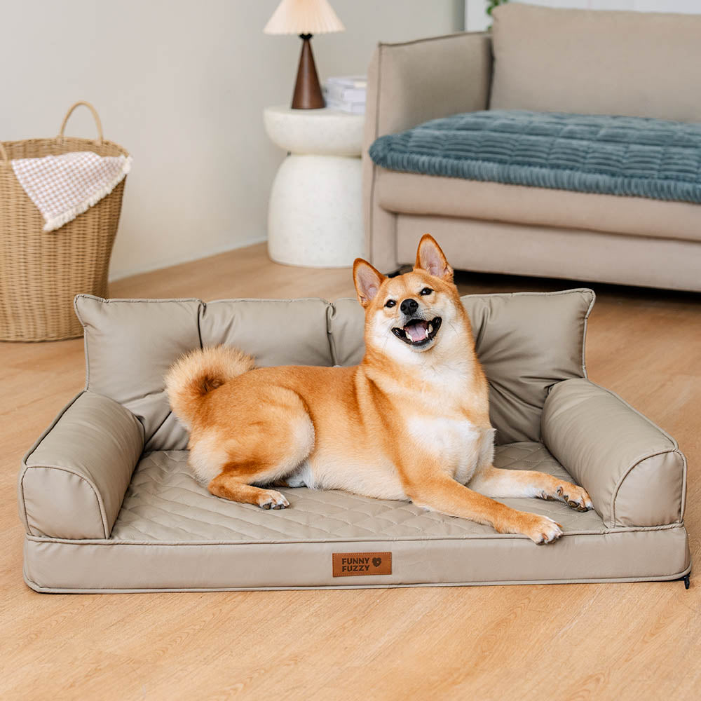 Letto per cani grande ortopedico pieghevole in finta pelle di lusso - CoreLounge