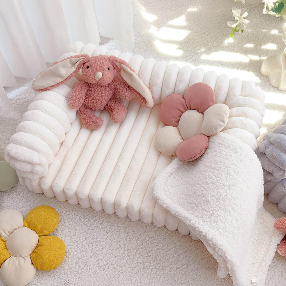 Divano-letto ortopedico per cani e gatti, comfort morbido, color crema