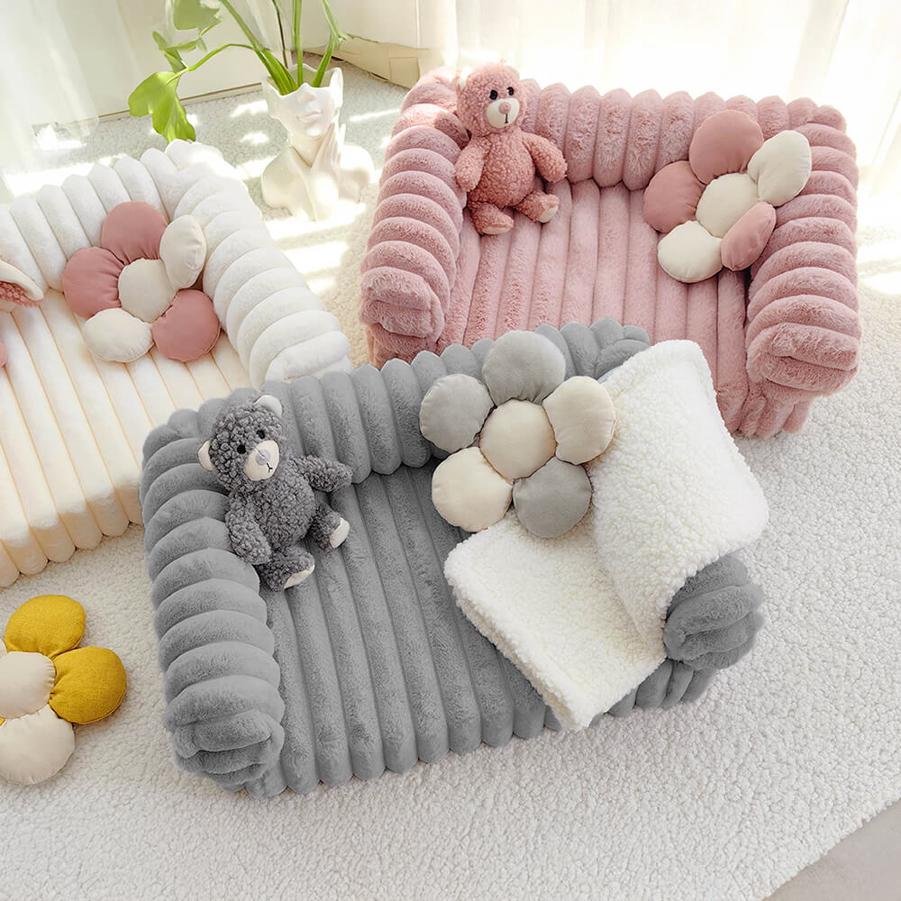 Divano-letto ortopedico per cani e gatti, comfort morbido, color crema