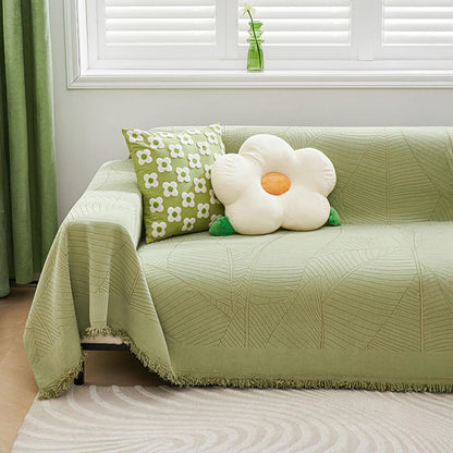 Copri divano antiscivolo in chenille a foglia grande, copertura completa, spessa e resistente ai graffi.