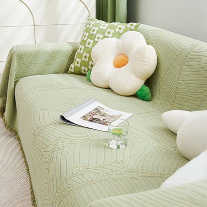 Copri divano antiscivolo in chenille a foglia grande, copertura completa, spessa e resistente ai graffi.