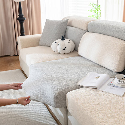 Copertura per divano elastica a pieno copertura in velluto Jacquard a diamond.