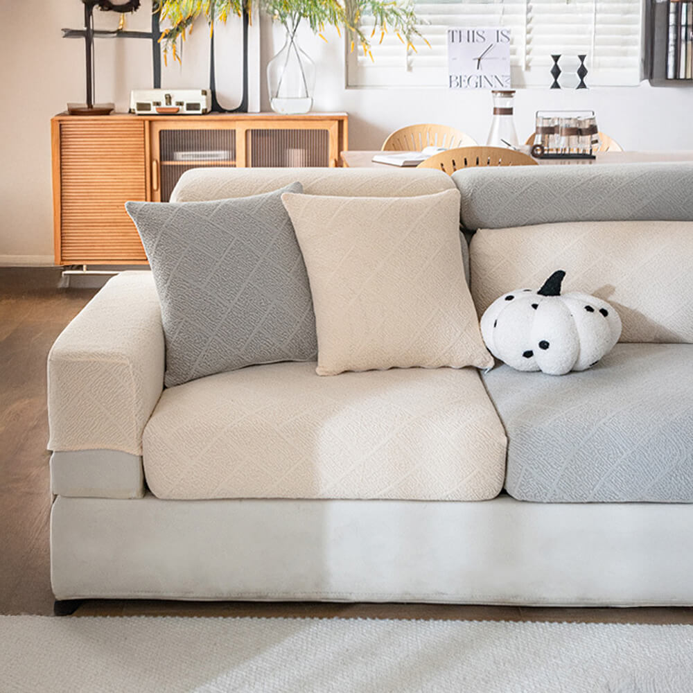 Copertura per divano elastica a pieno copertura in velluto Jacquard a diamond.