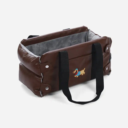 Seggiolino auto per animali domestici in pelle sintetica impermeabile per console centrale da viaggio portatile