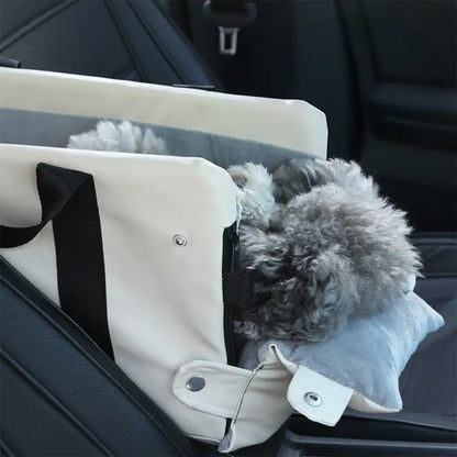 Seggiolino auto per animali domestici in pelle sintetica impermeabile per console centrale da viaggio portatile