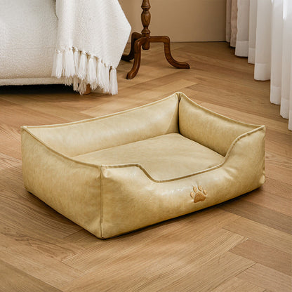 Letto per cani in pelle ecologica impermeabile, rimovibile e di lusso.