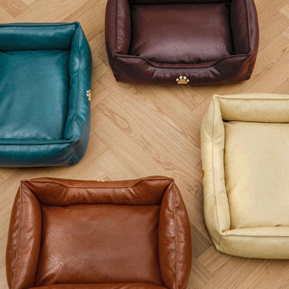 Letto per cani in pelle ecologica impermeabile, rimovibile e di lusso.