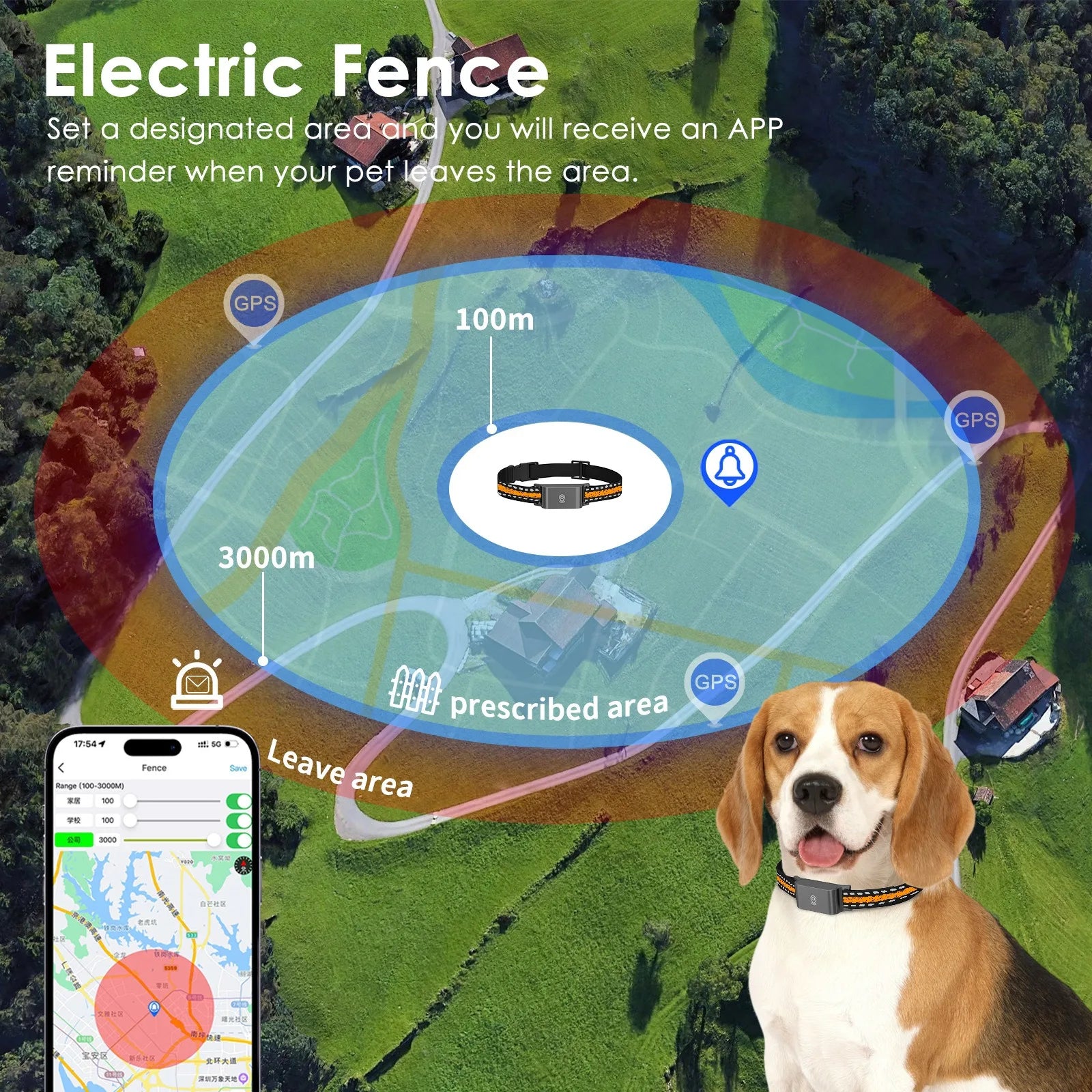 4G GPS Haustier Hund Tracker Halsband kostenlose Karte Echtzeit-Tracking-App Elektronischer Zaun Anti-Lost Dog Locator