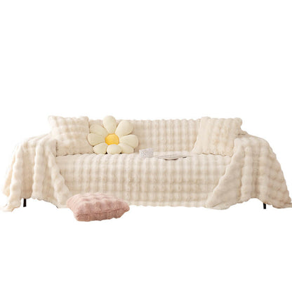 Housse de canapé de protection complète ultra douce en fausse fourrure de lapin, respectueuse de la peau
