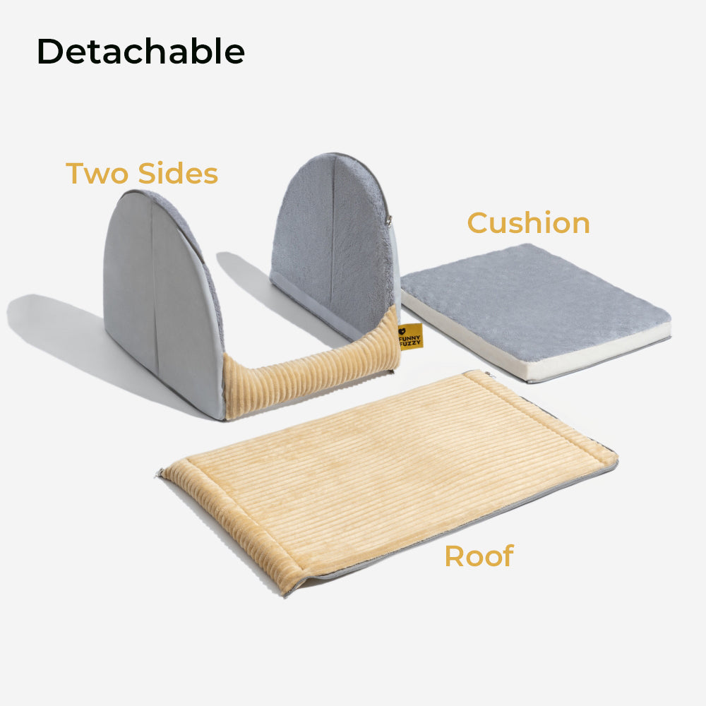 Letto per cani grande in flanella caldo, rimovibile e semi-chiuso.