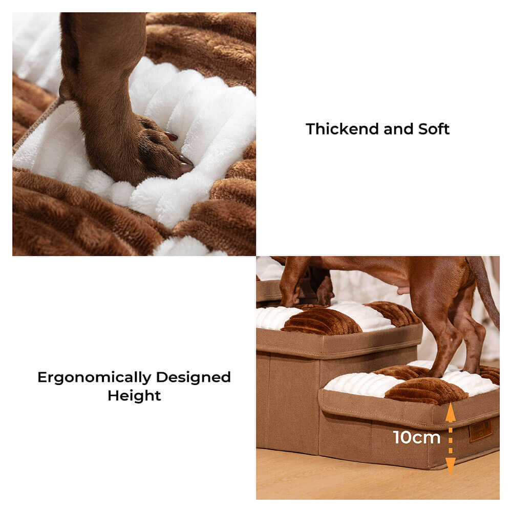 Scaletta per cani in plaid a scacchi, artigianale e con spazio di archiviazione - Multifunzione e pieghevole